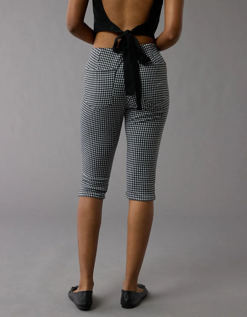 American Eagle AE Stretch Low-Rise Gingham Capri Pant